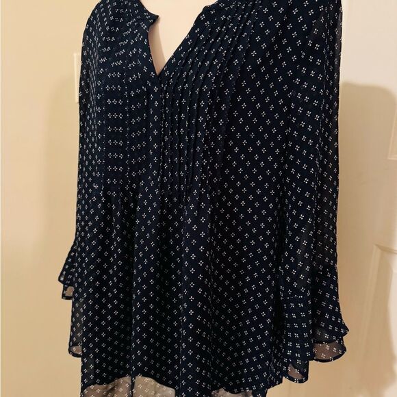 Charter Club Blue Pleated Long Sleeve Blouse - Picture 9 of 10